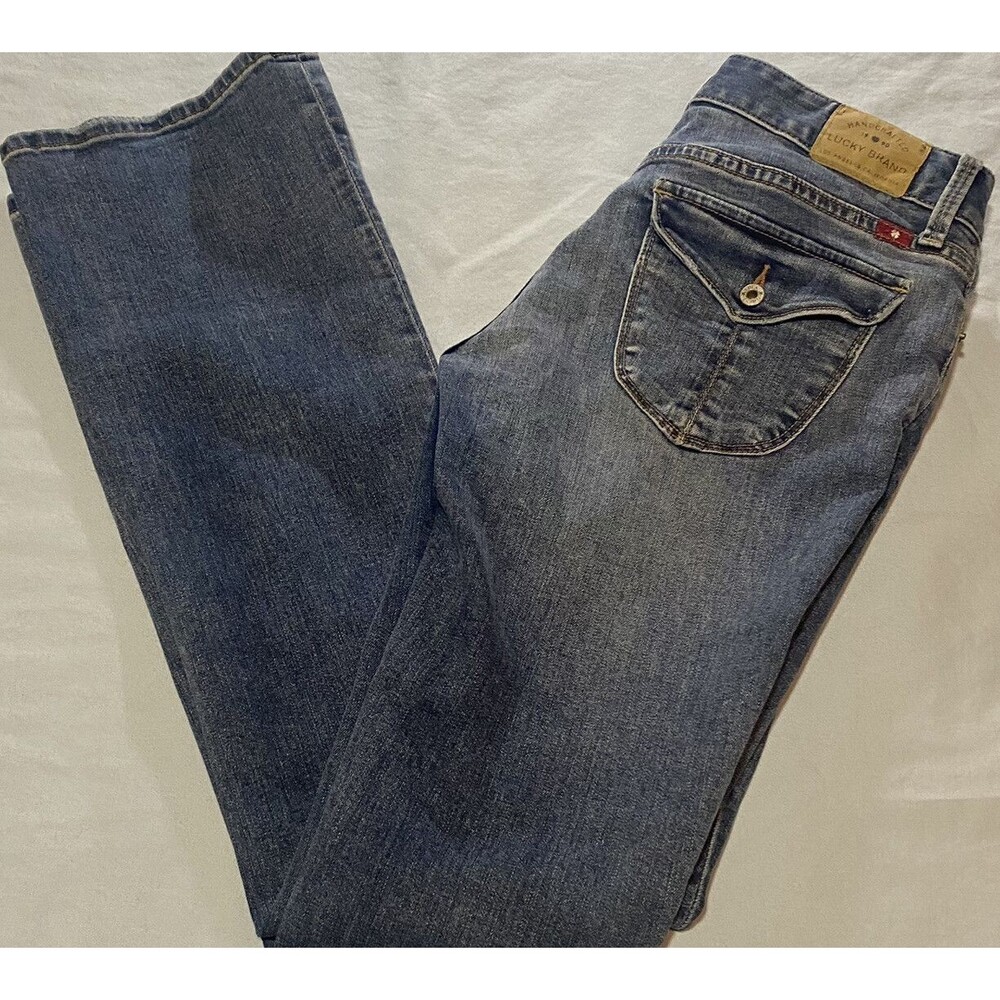 Lucky Womens Brand Light Blue Denim Leyla Boot Back Flap Pockets W 27